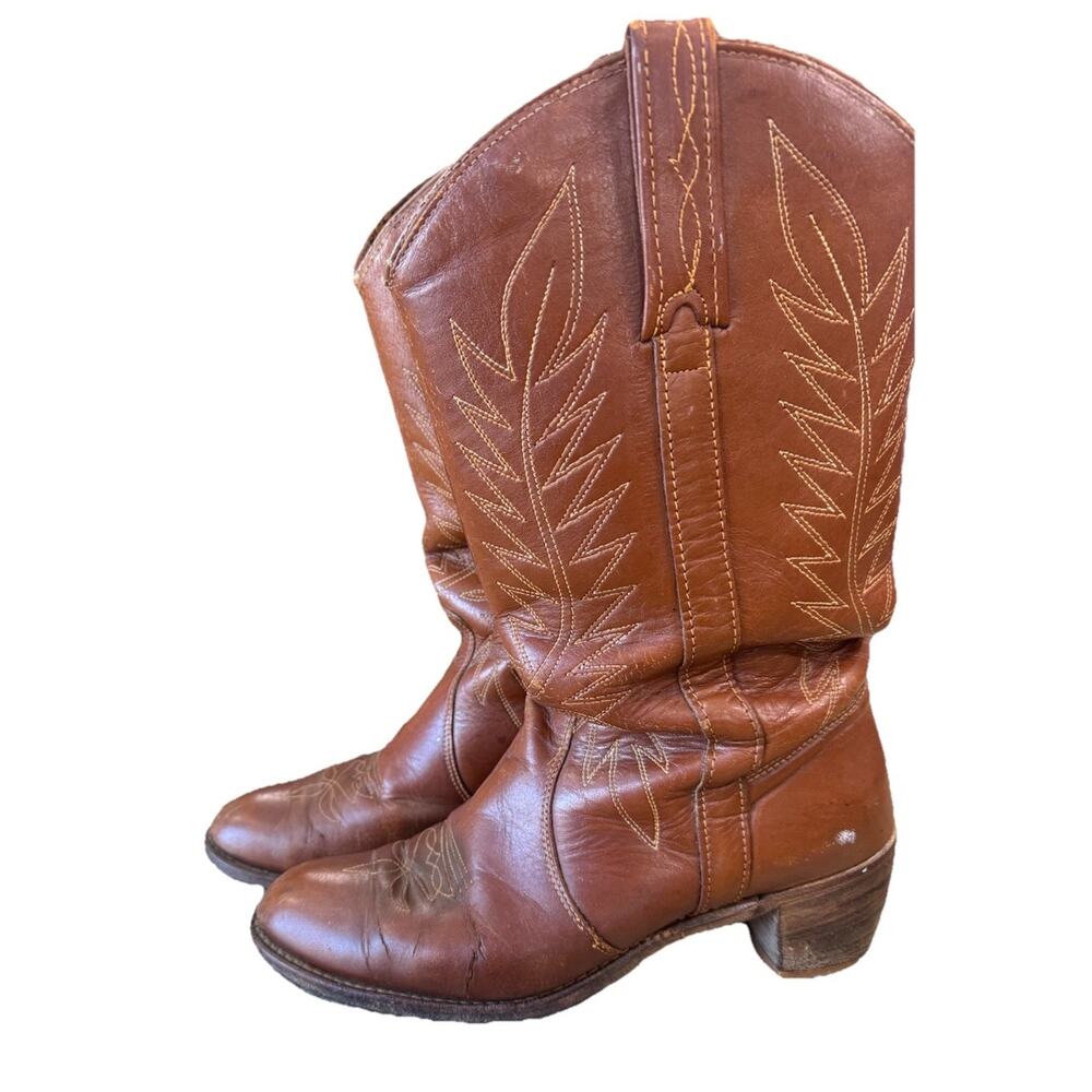 Vtg Miss Capezio Leather Western Boots Womens 9 Brown Cowboy Cowgirl 70s 80s